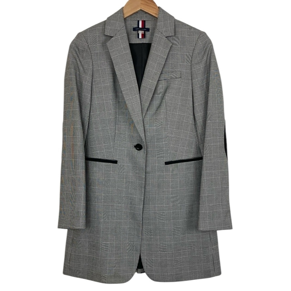 NEW Tommy Hilfiger Glen Plaid Long Blazer